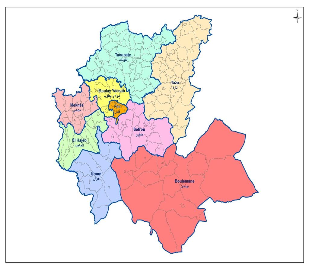 خريطة الجهة CARTE DE LA REGION FES-MEKNES فاس-مكناس : 2015) Population
