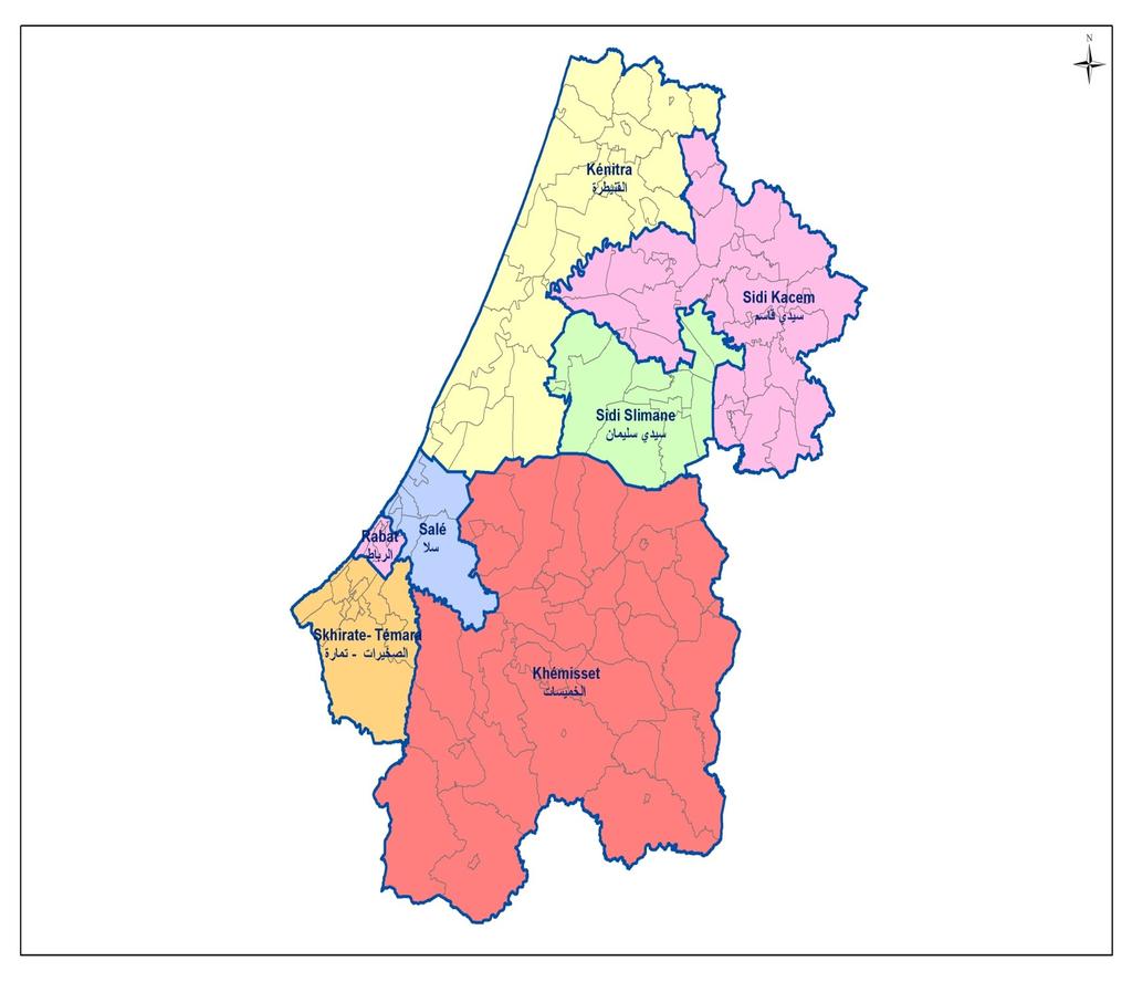 خريطة الجهة CARTE DE LA REGION RABAT-SALE-KENITRA الرباط - سال - القنيطرة السكان