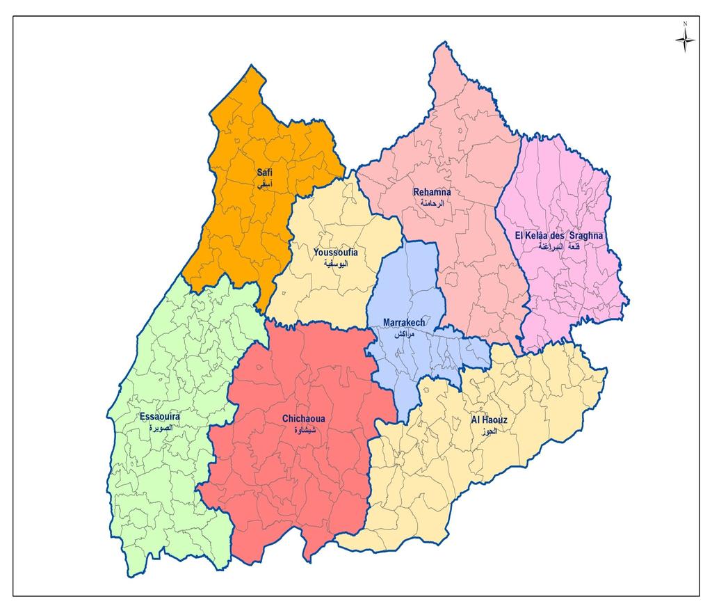 خريطة الجهة CARTE DE LA REGION MARRAKECH - SAFI مراكش - آسفي السكان )لسنة )2015