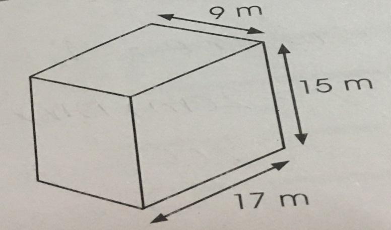 Volume of cuboid = length x breadth x height =