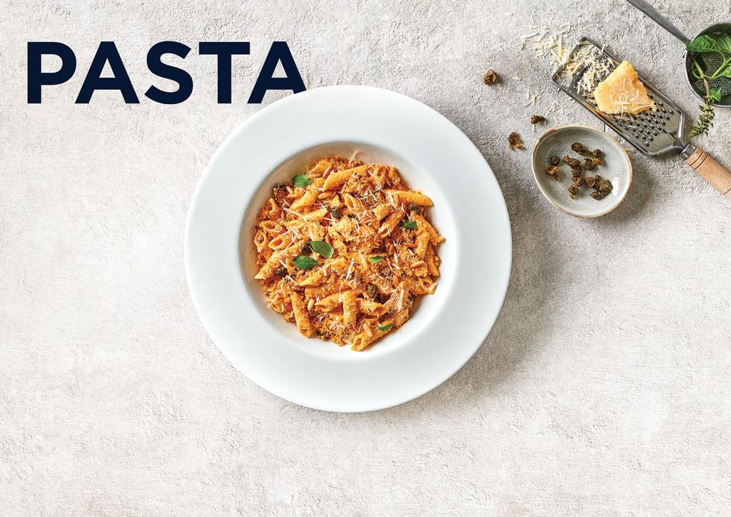 Penne Chicken Red Pepper الباستا LINGUINI ALL ARRABBIATA Slow roasted tomato sauce, roasted peppers, Parmesan, chili & basil 95 لينجويني ال ارابياته صوص طماطم مطهي ببطء فلفل مشوي جبن بارميزان ريحان و