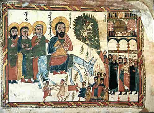 دخول المسيح اورشليمmanuscript the Triumphal Entry from a