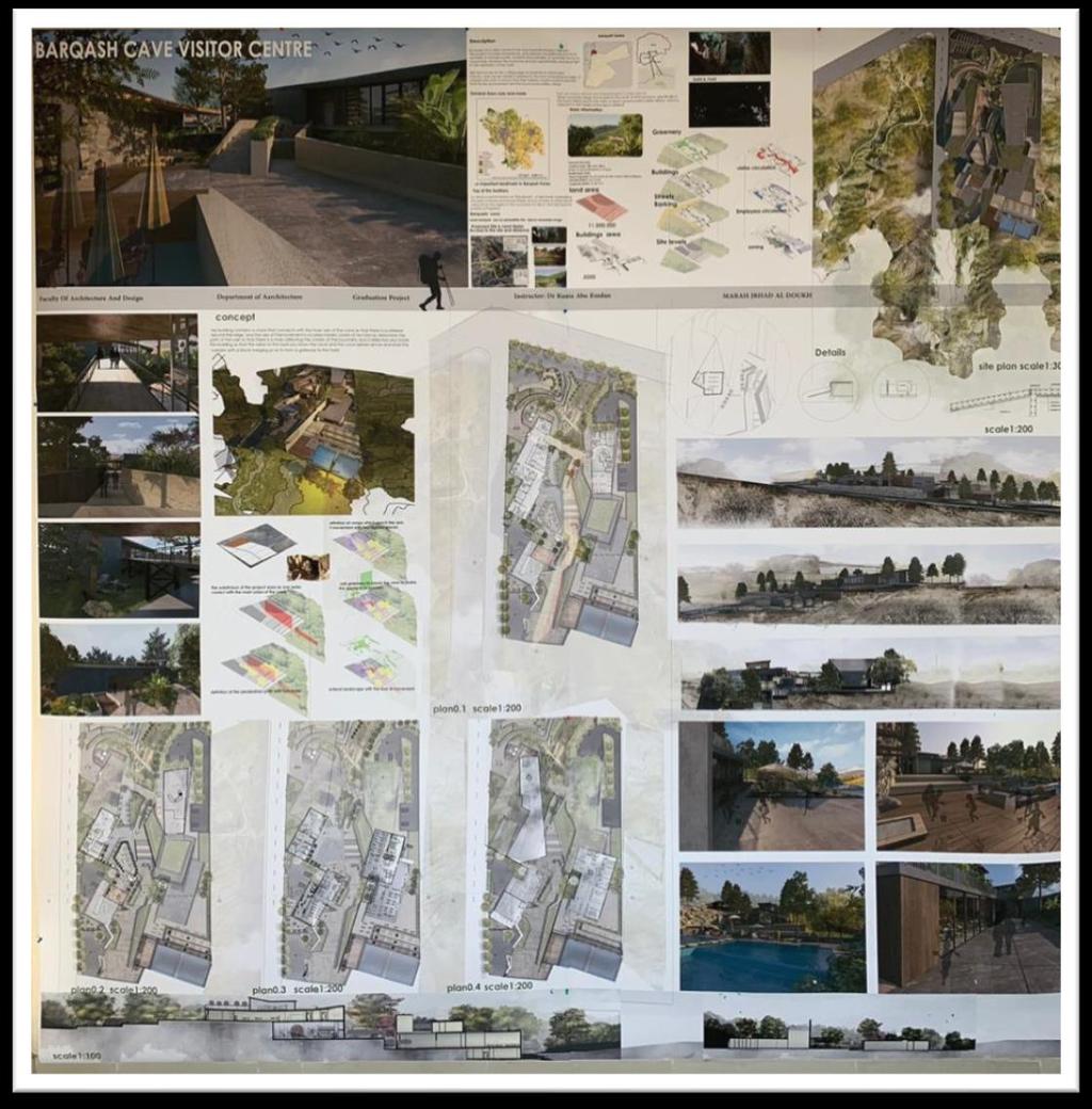 6.3 مرح جهاد عبد الهادي الدوخ BARQUSH CAVE visitor CENTER My project is a visitor center in the most beautiful forest in Barqesh.