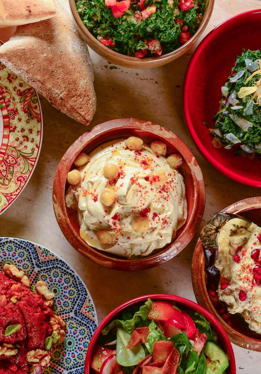 حم ص Hummus حمص بيروتي Hummus Beiruty متبل Moutabbal Chickpeas, tahini and lemon
