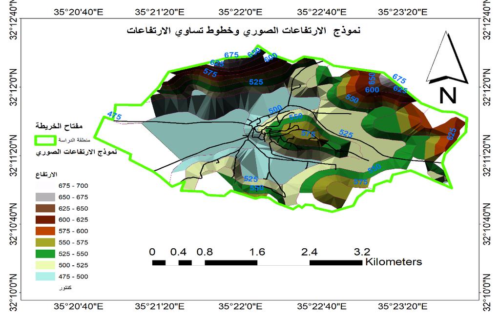 خارطة رقم )2( :نموذج االرتفاعات الصوري