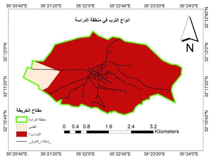 التربة في أنواع قرية بيت دجن خارطة رقم )5(: أنواع الترب في قرية بيت دجن المصدر: إعداد الباحث باالعتماد على وزارة الزراعة.