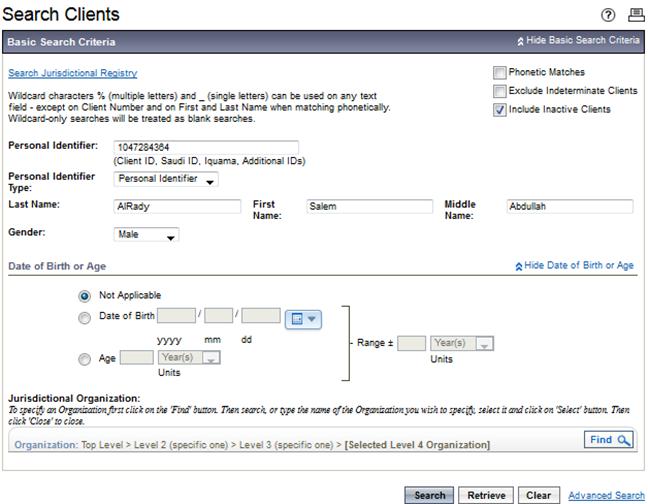 Activity 4: Client Search/Set in context 1.