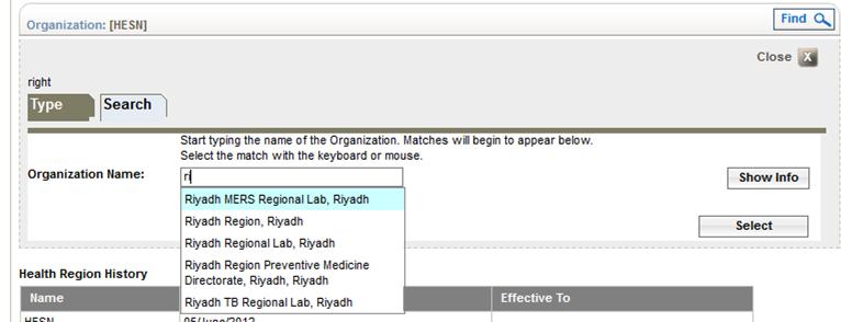 Region Information 1. First click on the 'Find' button. 2.