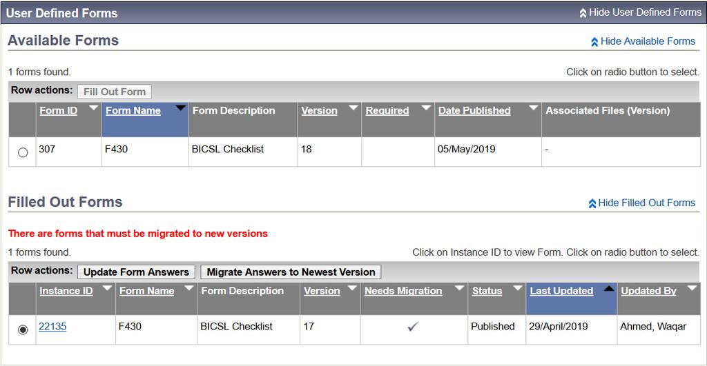 Activity 8: Fill BICSL Checklist UDF 2 1. The Encounter UDF screen will display and the filled UDF will appear in the Filled Out Forms 1 Table 2.