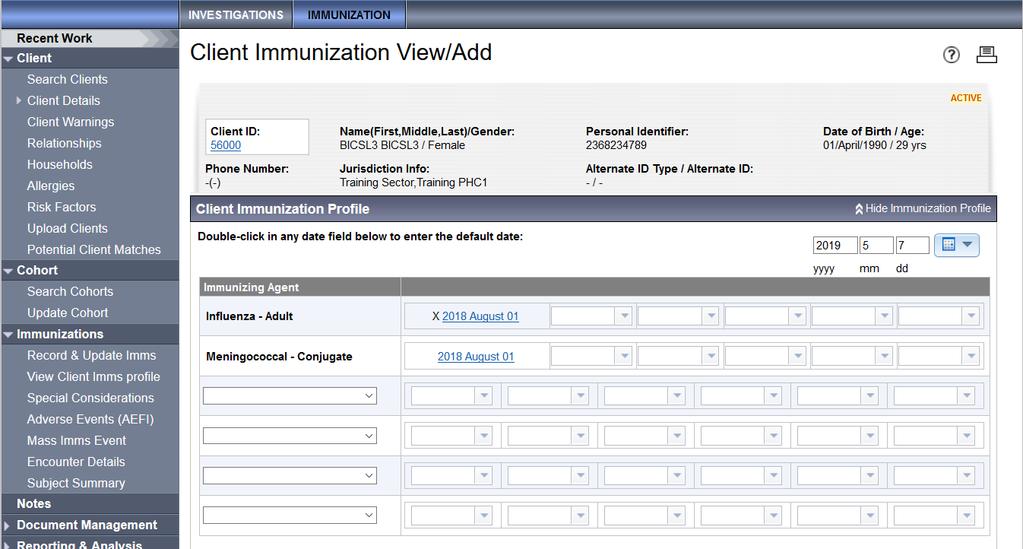 Activity 11: Viewing Immunization Record 3 