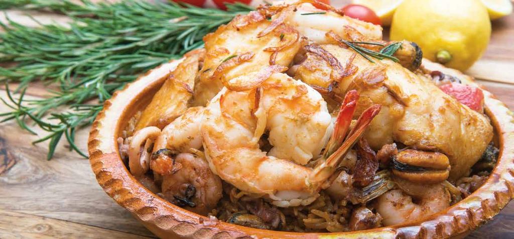 00 Our homemade special recette with a generous selection of fresh local seafoods & tender garden vegetables سي فود بايال