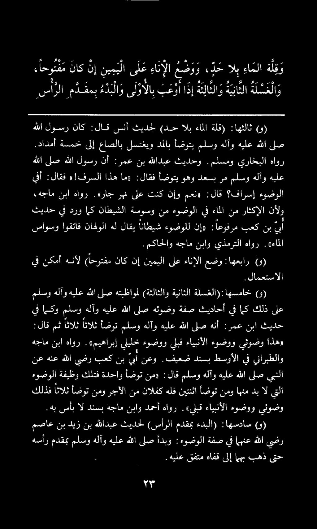 هيلع قفتم هافق ىلإ اهب بهذ مصاعنب ديز نبهللادبع ثيدحل (سأرلا مدقمب ءدبلا) :اهسداس (و) هسأر مدقمب ملسو هلآو هيلع هللا لصأ دبو ءوضولا ةفص يف امهنع هللا يضر ثيدح يف درو امك ناطيشلا ةسوسو نم ءوضولا يف