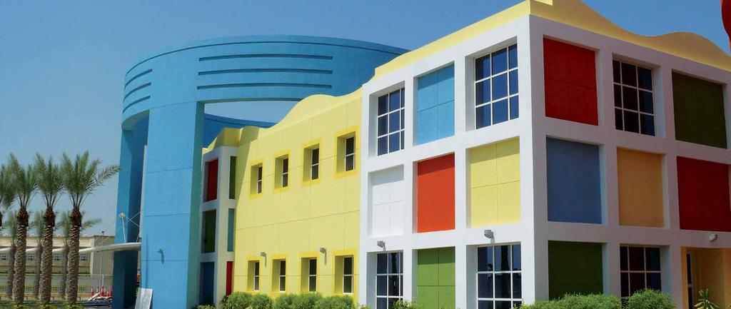 Projects المشاريع English College Amphibolin مدرسة دبي االنكليزية امفيبولين Showcase projects in Dubai that use Caparol products for their facades and interiors: CapaStone Khalidiyah Mall in Abu