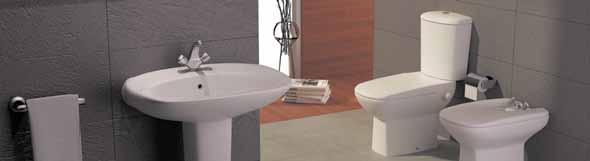 lavatory with semi pedestal includes one pre-punched & two semi- punched faucet holes بيديه يثبت على اأر ض ي ة ال ح م ام ي شمل البيديه