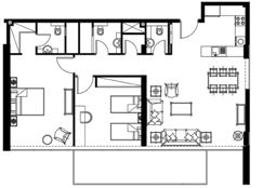 غرفتي نوم - التصميم الثاني Two Bedroom - Type غرفتي نوم - التصميم الرابع Two Bedroom - Type 1 Livingroom Kitchen.8m x.m.m x m حجرة الجلوس المطبخ 1 Livingroom Kitchen.