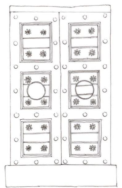 Fig. (19) Internally, each panel consists of panels of different sizes, most of which were decorated with raised motifs, some of which were flat and unadorned [19]. 12.