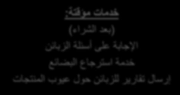 o جمع معلومات العمالء إلنشاء قاعدة بيانات للعمالء لتسهيل الرجوع إلى أي عميل عند الحاجة إلى ذلك. o متابعة طلبات العمالء والتأكد من وصولها.