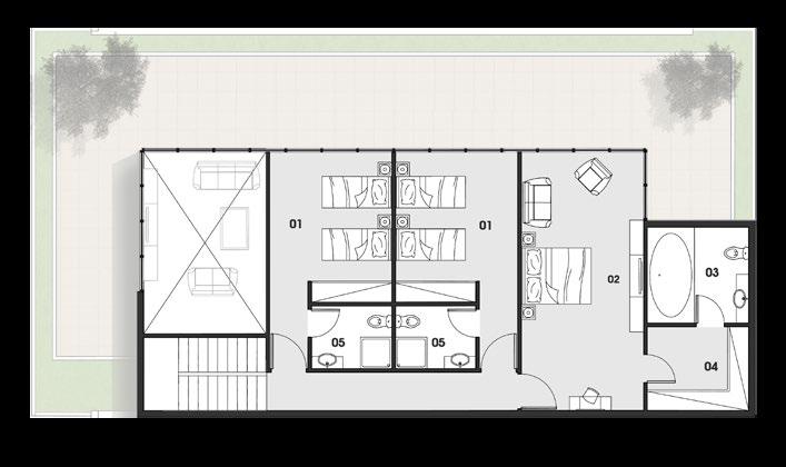 3 m2 02 MASTER BEDROOM 7.4 x 3.5 m2 03 MASTER BATHROOM 2.7 x 3.9 m2 04 BATHROOM 2.4 x 1.8 m2 05 CLOSET 2.4 x 2.9 m2 All drawings and dimensions are approximates.