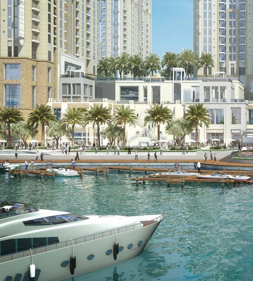 MARINA PROMENADE ON THE DUBAI WATER CANAL Elegant boutiques line the boulevard and waterfront.