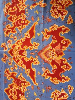 Mantingan, Ayam Alas, Supit Udang, dan sebagainya. Pada dasarnya motif batik Cirebon memiliki makna simbolik dan filosofis yang mengandung pesan moral. 181 1. Motif Wadasan Mega Mendung Gambar 15.