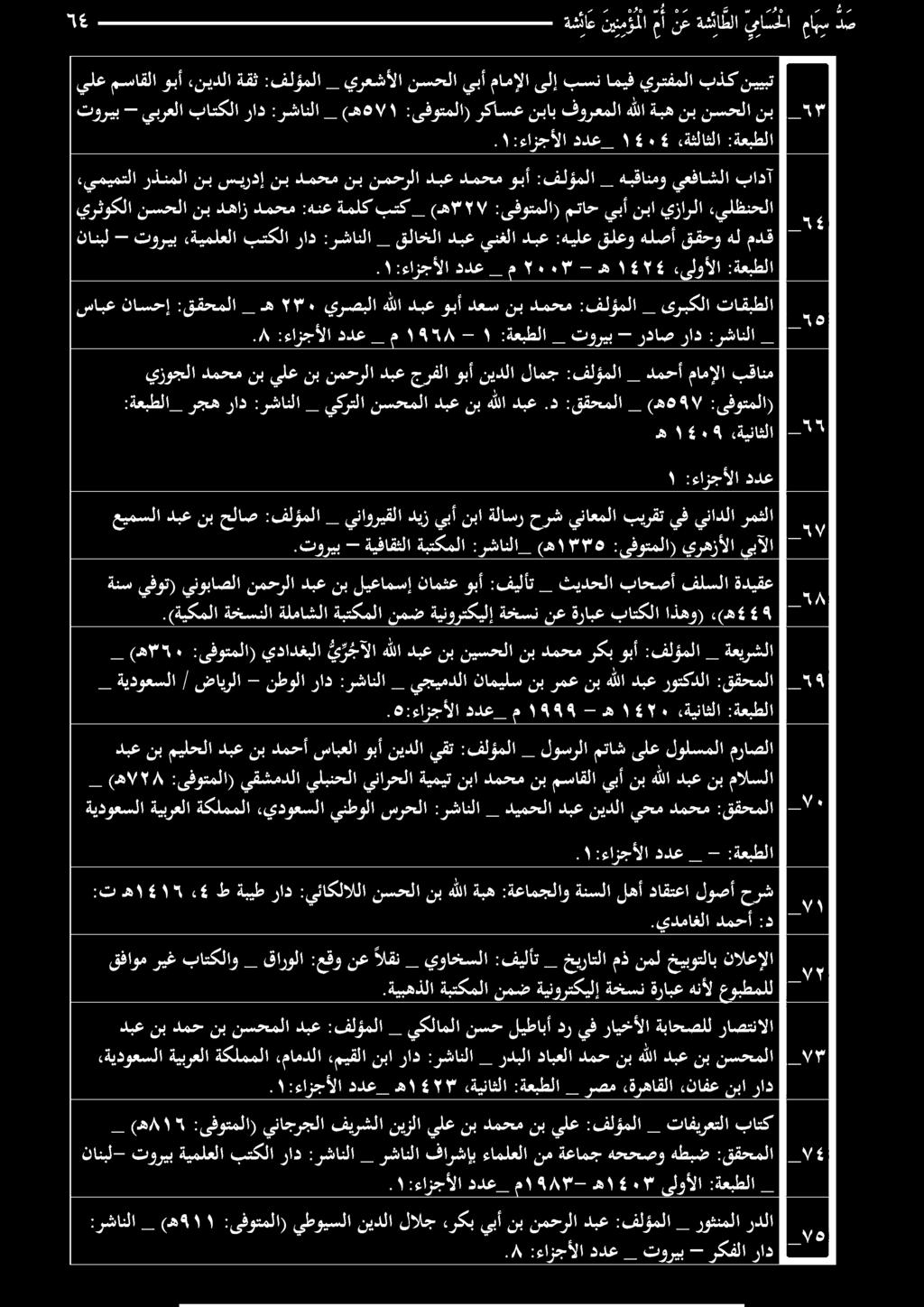 / :ءازجألا ددع _ توريب - ركفلا راد :رشانلا _ (ه ١411 :ىفوتملا) يطويسلا نيدلا لالج ردلا روثنملا _ :فلؤملا دبع نمحرلا نب يبأ ءركب نانبل- توريب ةيملعلا بتكلا راد :رشانلا _ رشانلا فارشإب ءاملعلا نم ةعامج