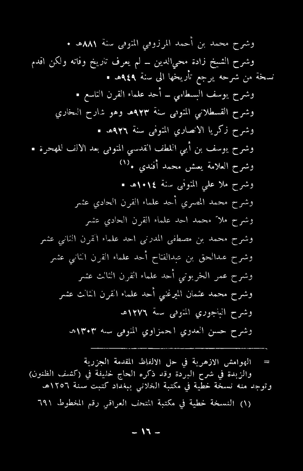 رشح يداحلا نرقلا ءاملع دحا دمحم الم نيش يداك نرفلا ةاملع هيلا قمل هيد ٠ هز ١٠ ا 4 ةنس ىقوتملا يلع الم كو يدنفأ دمحم شي ةمالعلا ٠ هاو" ةلس ىفوذملا يراصنالا ايركز يراخسلا حراش وهو فو ةنس ىتوذملا