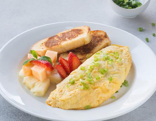 ر 34 930 سعر حراري The Signature omelet, sauteed mushrooms, tomatoes, and scallions with american cheese SAR 34 350 Calories كتشب اومليت