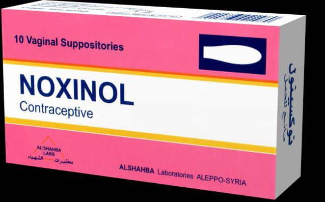 موانع الحمل الحاجزية Noxinol (Nonoxinol-9) 100 or 170 mg + Benzathonium Chloride