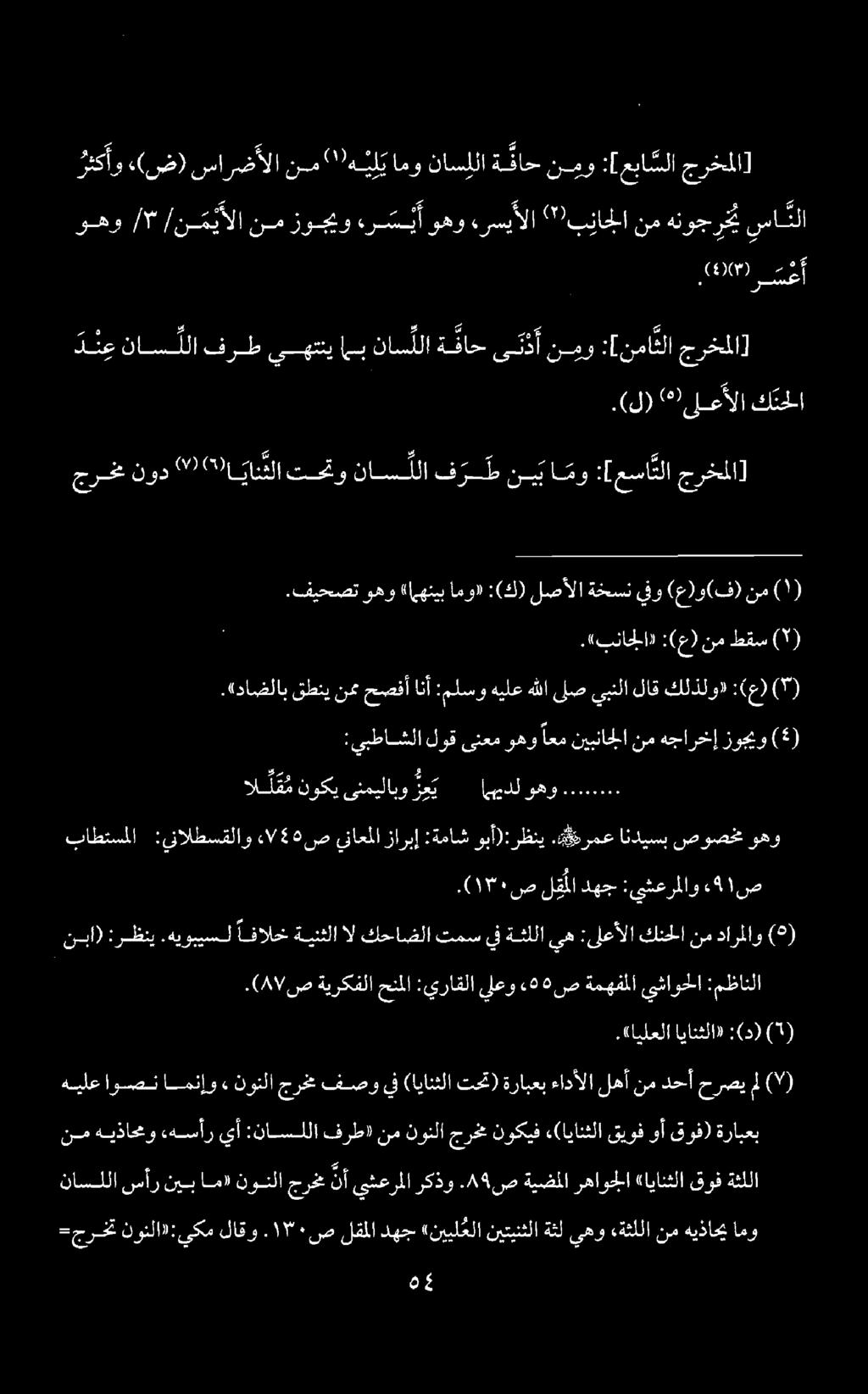 مه.«بناجلا» :(ع) نم طقس 0(.فيحصت وهو «اهنيب امو» :(ك) لصألا ةخسن يفو (ع)و(ف) نم جرم نود 00 ا يان تلا تحتو ناس للا فرط نب امو :[عسا تلا جرخملا].