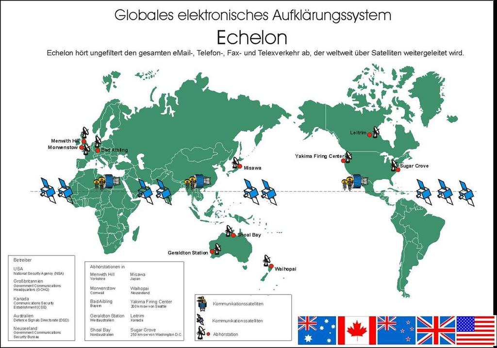 خريطة انتشار محطات التجسس على اتصاالت العالم