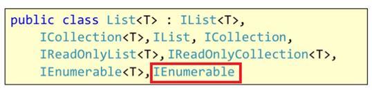 لاحظ أن List Class يطبق كل هذه ال Interfaces )بدلا من وضعها في واحدة كبيرة وهذا مثال ل Interface Segaration Principle والفكرة أن الInterface يستطيع أن يرث من أي Interface أخرى وبالتالي لا تحتاج