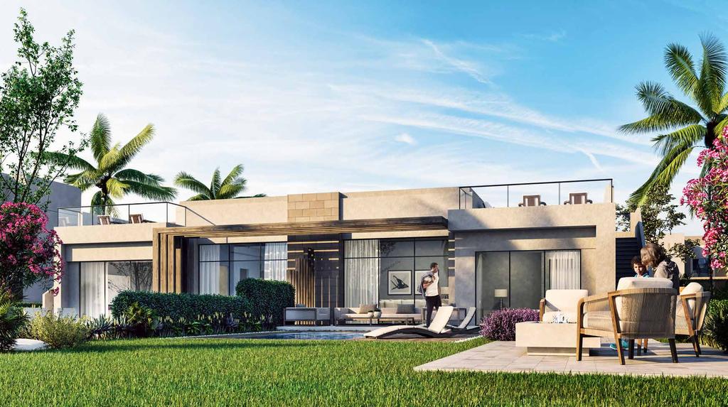 One bedroom twin villa, modern facade garden view One Bedroom Twin Villas الفلل
