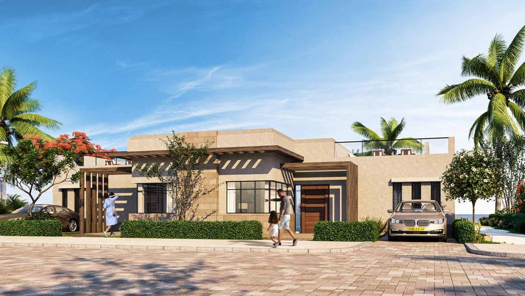 One bedroom twin villa, modern facade entrance view One Bedroom Twin Villas Modern design Designed around spectacular panoramic windows, the modern one bedroom twin villas enjoy views of the sea from