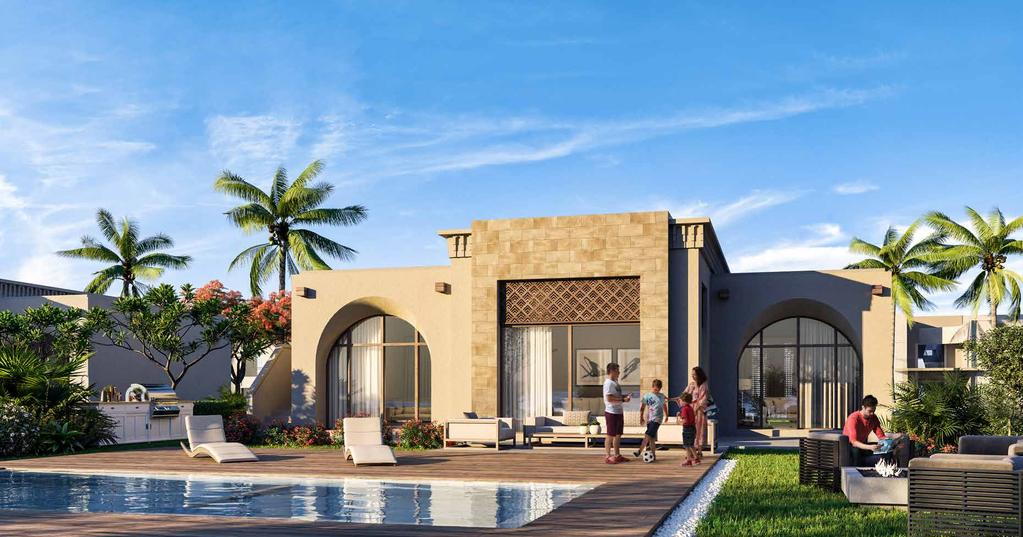 Two bedroom villa, classic facade garden view Two Bedroom Villas Classic Design The Beachfront is cleverly designed across an elevated masterplan that steps up from the beach towards the mountains