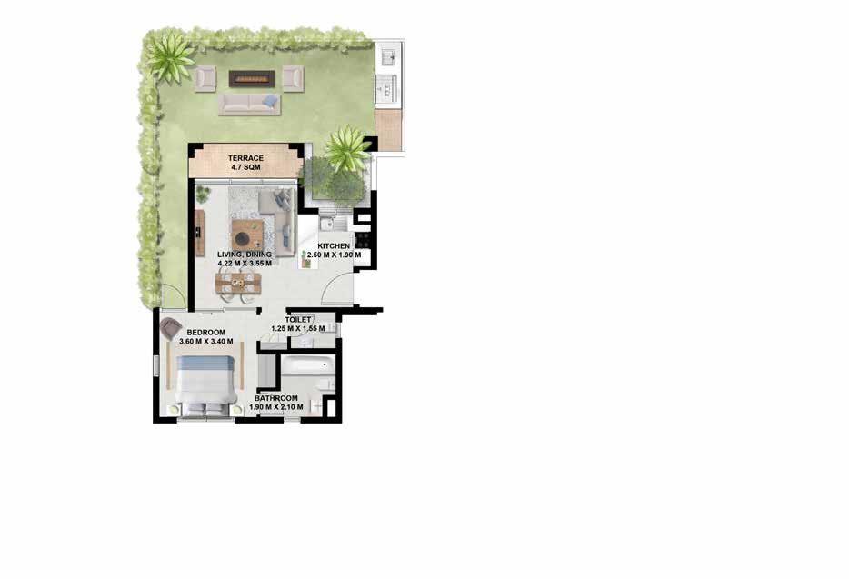 6 TOTAL BUILT UP AREA M 2 55.5 TOTAL GARDEN AREA M 2 42.4 TOTAL GARDEN AREA M 2 42.