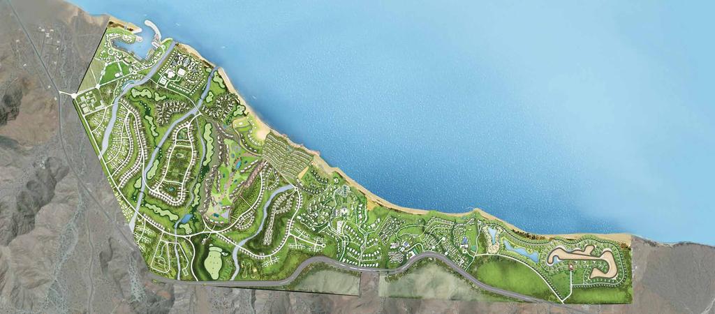 1 2 4 5 Gulf of Oman خليج ع مان 6.2 million sqm ٦.٢ مليون متر مربع ENTRANCE المدخل 9 5.5 kilometres of beachfront ٥.