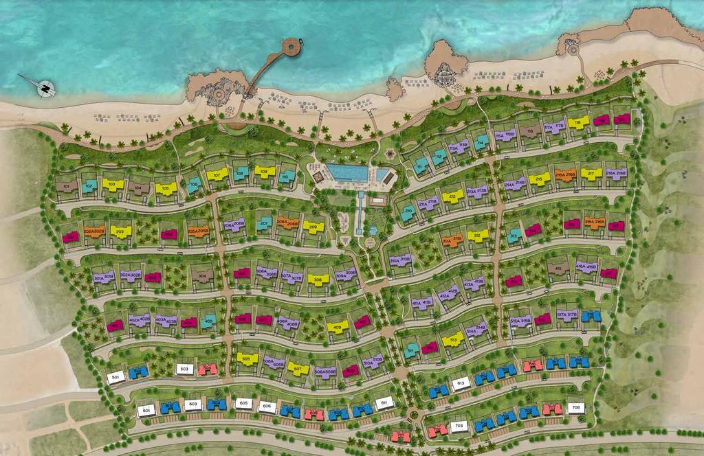 The Beachfront Masterplan المخطط الرئيسي - ذا بيتش فرونت 1 Bedroom Twin Villas Classic ف لل مزدوجة بغرفة واحدة - العمارة الكاسيكية 3 Bedroom Villas Classic ف لل بثاث غرف نوم - العمارة الكاسيكية 1