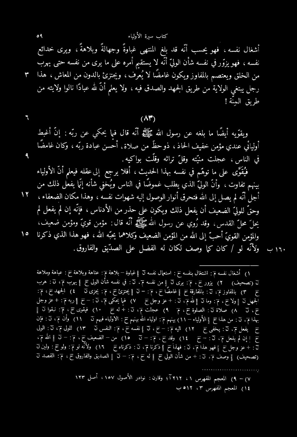 هيوقيو ا ضيأ ام هغلب نع لوسر هللا هع ه نأ لاق اف يكحي نع ه بر لجر يغتبي ةيالولا نم قيرط دهحلا قدصلاو هيف» الو ملعي نأ هلل ا دابع اولان هتيالو نم روزي يف هسفن نأش لولا هنأ ال ميقتسي هرمأ ىلع ام ىري نم