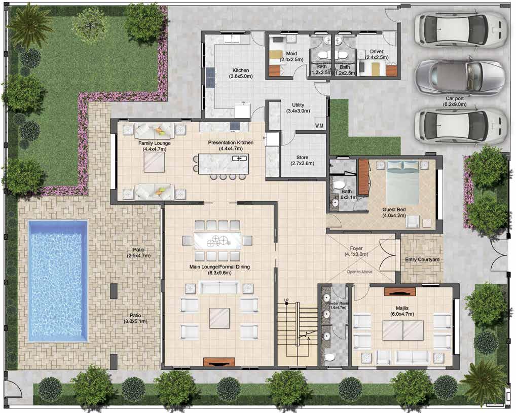 Ground floor المستوى األرضي Technical specifications * The Artist s Renderings are for illustration purposes only. Actual usable floor space may vary from the value stated.