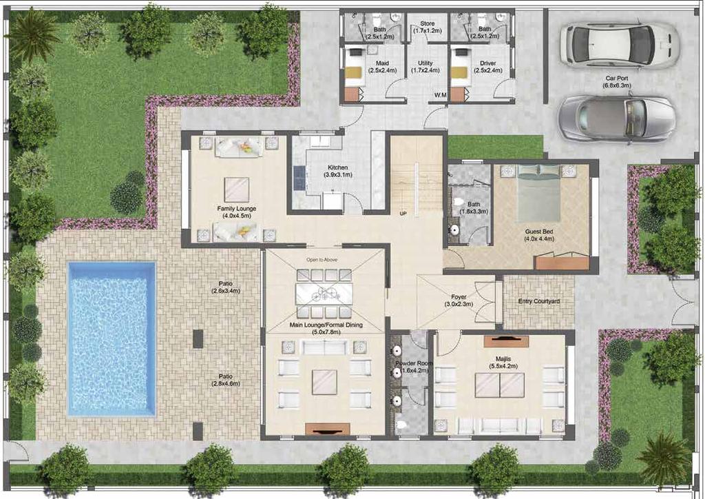 Ground floor المستوى األرضي Technical specifications * The Artist s Renderings are for illustration purposes only. Actual usable floor space may vary from the value stated.