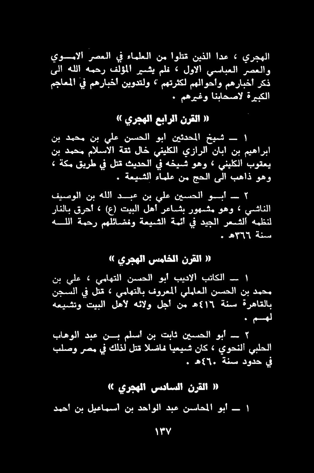لنضي ديمحأ نب ليعامسسأ نس دحاولا دبع نيساحملا وبأ» يرجهلا سداسلا نرقلا بلصو رصم يف كلذل لتق الضاف ايعيش ناك» يوحنلا يبلحلا. ه 5. ةنس دودح يف.