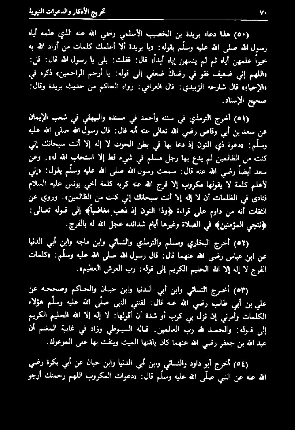 «نيملاظلا نم تنك ينإ كناحبس تنأ الإ هلإ ال نأ تاملظلا يف ىدانف ينإ كئاحبس تنأ الإ هلإ ال توحلا نطي يف اهب اعد ذإ نونلا يذ ةوعد» :ملسو نعو 04 ده تاجتتا لإ طق عي 0 ا ا ناميإلا بعش يف يقهببلاو هدم يف