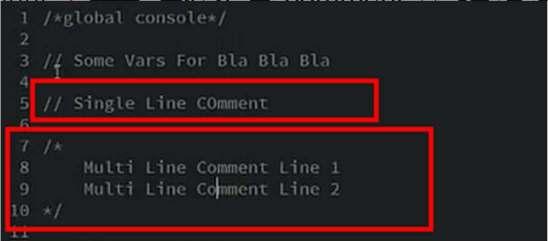 JavaScript Syntax بناء الجافا سكريبت JavaScript Comments لكتابة comment في الجافا اسكربت نضيف // Slashes double // يوجد لكتابة comment single line comment وهذا في حالة كان الكومنت سطر واحد نكتب
