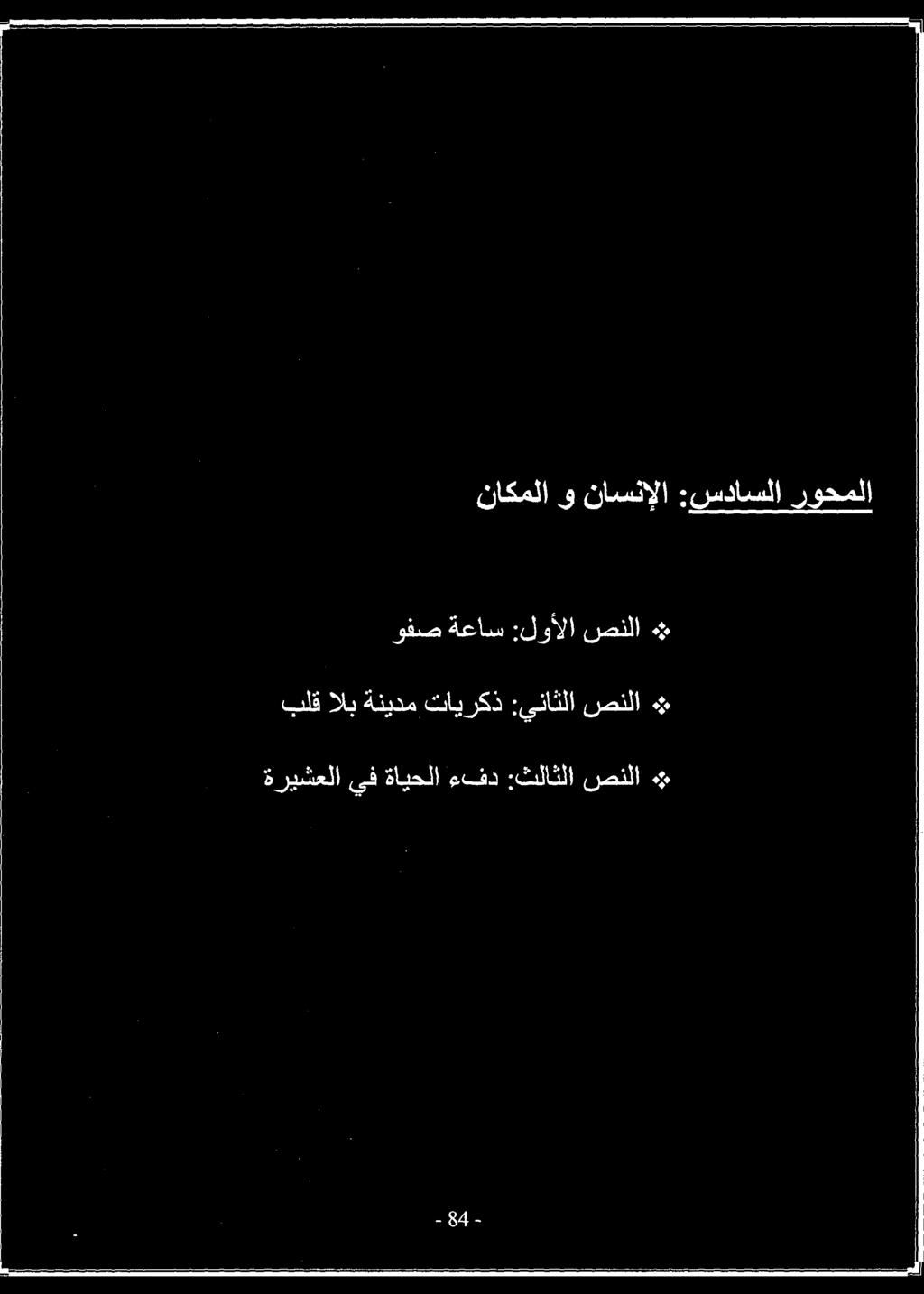 وفص ةعاس :لوألا صنلا ناكملا و ناسناإلا :سداسلا
