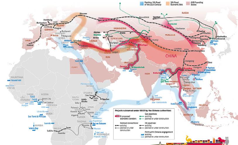 79 المكو نات الرئيسية لمبادرة الحزام والطريق الصينية المصدر: https:// China and Her History, Infographic/China Mapping Silk Road Initiative, 16 February 217, available at