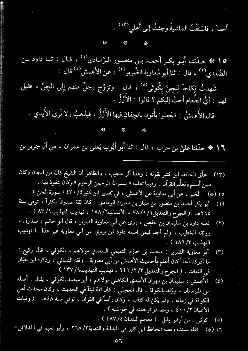 # انث دح یلع نب برح لاق : انث وبآ بو يأ ىلع ي نب نارمع» نم لآ ريرج نب س اج 2 يدغشلا لاقء : ةیواع موبآانث ' ریرضلا نع ۰ **"شمعالا لاق : وبأانثدح ۶ ۱ ۵ '''يدامرلا روصنم نب دمحأ ركب نب دود انث : لاق ےس