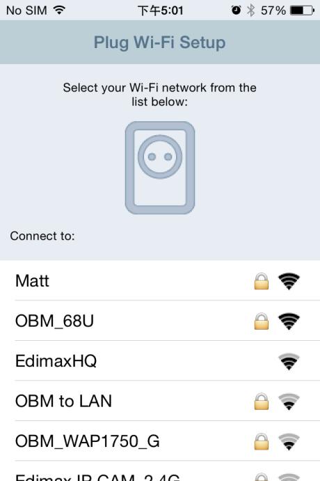 Wi-Fi ابحث عن شبكة باسم Wi-Fi "EdiPlug.Setup" الخاصة بالقابس الذكي.
