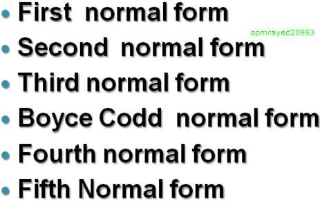 : انواع Normalization Form سوف نقوم بالشرحهم بالتفصيل : First Normal Form (1NF)