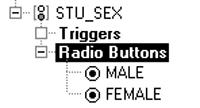 4 Initial Value 1 الؽظ ثؼذ ر ه ئخزفبء ا ؾم ؽبؽخ ا زق ١ Layout Editor أل لذ ر رى ٠ Radio Group ٠ زى أ ػ بفش ئخز ١ بس Radio Buttons ؽز ا ٢ ز ه م ثزؾذ ٠ ذ ا (STU_SEX) Radio Group Radio Buttons ص Create