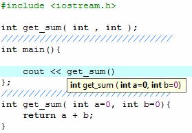 تعريف الدوال : (التصريح والبناء معا ). 1. int sum(int a, int b) 2. { 3. return a + b; 4. { 5. 6. void main() 7. { 8. cout << sum( 5, 4 ); 9.